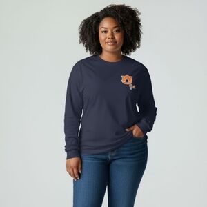 Delta Pro Weight Auburn Girls Love Aubie Blue Long Sleeve Shirt Size Large